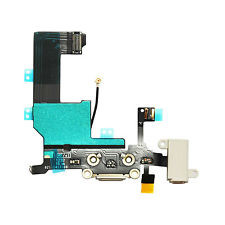 5-iPhone 5S White Dock Port Audio Jack Charger Connector Flex Cable Original