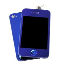 3.1- iPhone 4 Electroplated Mirror LCD Assembly Back Cover Home Button Color Conversion Kit Blue
