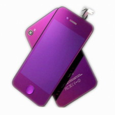 4-iPhone 4S Electroplated Mirror LCD Display Assembly Back Cover Home Button Color Conversion Kit Purple