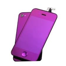 3-iPhone 4 Electroplated Mirror LCD Assembly Back Cover Home Button Color Conversion Kit Purple