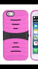 PINK Hybrid Hard Soft Shockproof Case Cover with Kickstand